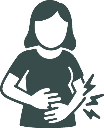 Ein Icon einer Frau mit Bauchschmerzen